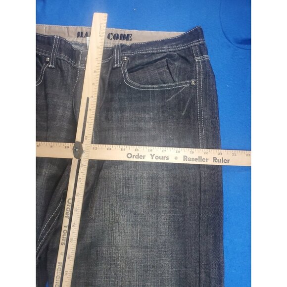Basic Code Vintage Denim Jeans Men's Size W38 L34 Wide Leg Baggy Embroidered - Picture 9 of 16